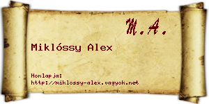 Miklóssy Alex névjegykártya