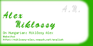 alex miklossy business card